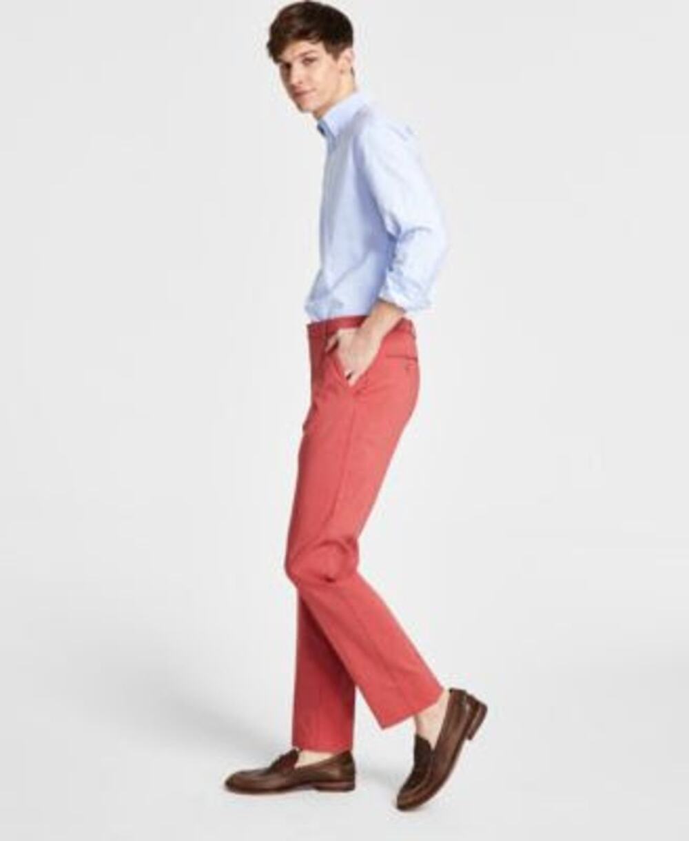 Tommy Hilfiger Boys Dress Pants Modern-Fit Flex Stretch Salmon Colored Trousers